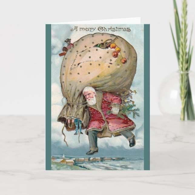 Victorian Santa Claus Christmas Greeting Card (Front)