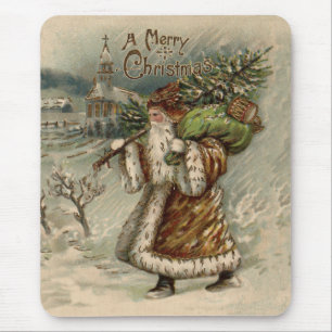 Victorian Santa Claus Christmas Tree Mouse Pad
