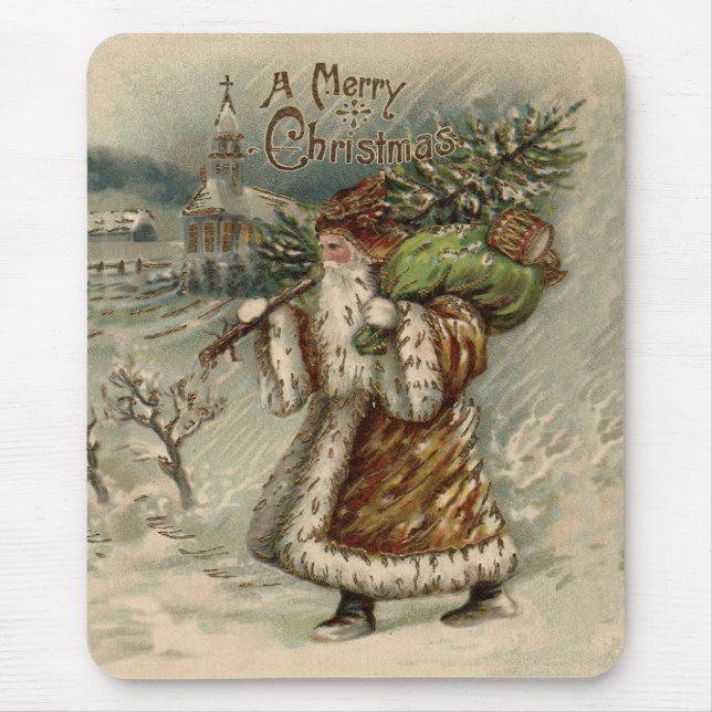 Victorian Santa Claus Christmas Tree Mouse Pad (Front)