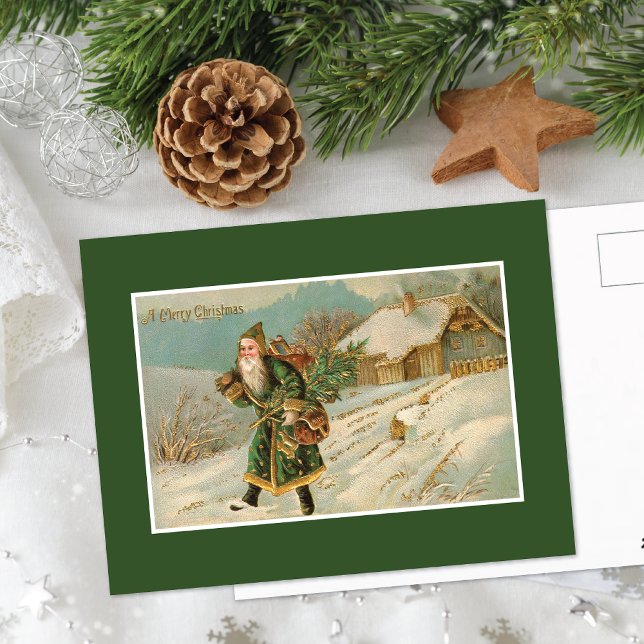 Victorian Santa Claus Green Robe Holiday Postcard (Creator Uploaded)