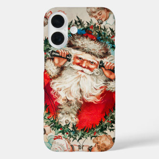 Victorian Santa Claus on Telephone with Children iPhone 16 Case