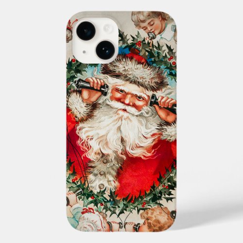 Victorian Santa Claus on Telephone with Children Case_Mate iPhone 14 Case