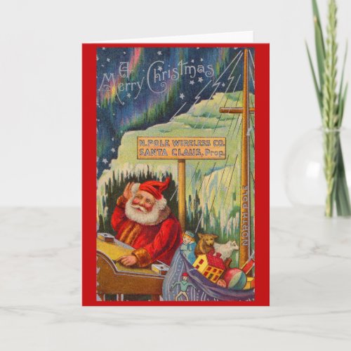 Victorian Santa Claus on the wireless  Card