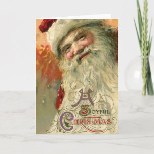 Victorian Santa Claus Portrait, Vintage Christmas Holiday Card
