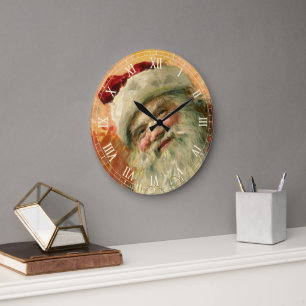 Victorian Santa Claus Portrait, Vintage Christmas Large Clock