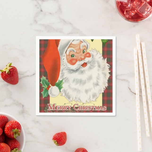 Victorian Santa Claus Retro Christmas Napkins (Insitu)