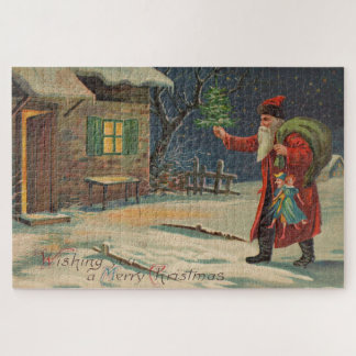 Victorian Santa Claus wishing you a Merry Christma Jigsaw Puzzle