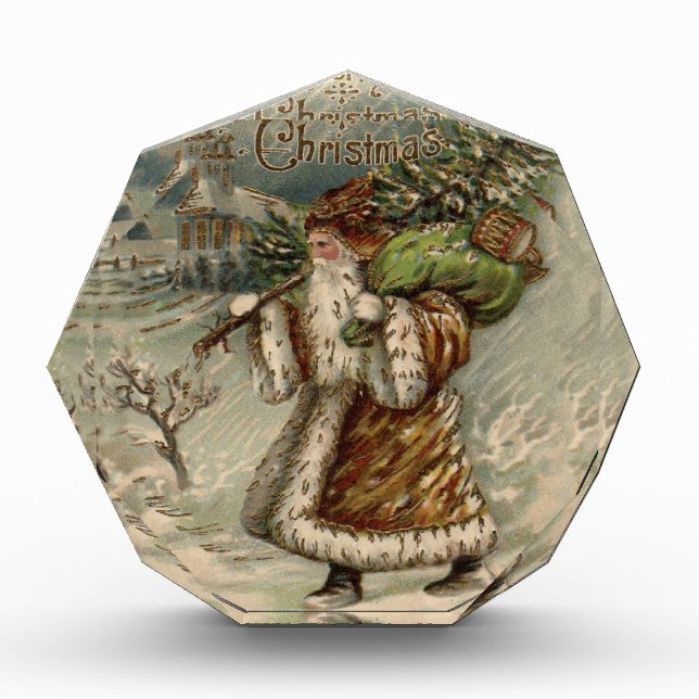 Victorian Santa Claus With Christmas Tree Acrylic Award (Front)