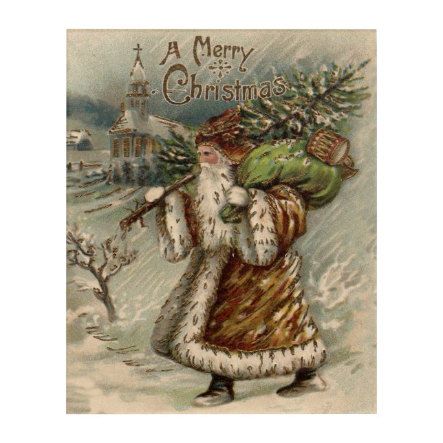Victorian Santa Claus With Christmas Tree Acrylic Print (Front)