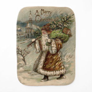 Victorian Santa Claus With Christmas Tree Baby Burp Cloth