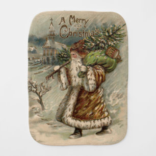 Victorian Santa Claus With Christmas Tree Baby Burp Cloth