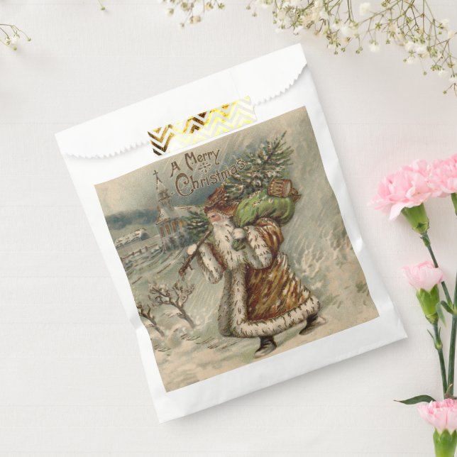 Victorian Santa Claus With Christmas Tree Favor Bag (Sealed)