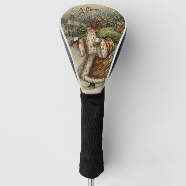Victorian Santa Claus With Christmas Tree Golf Head Cover (Front)
