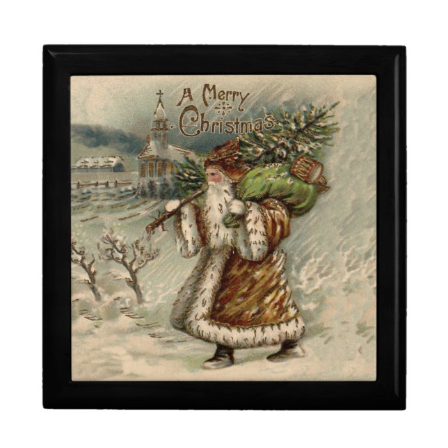 Victorian Santa Claus With Christmas Tree Jewelry Box (Front)