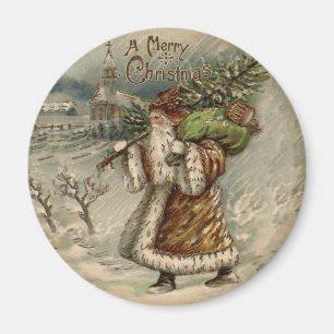 Victorian Santa Claus With Christmas Tree Magnet