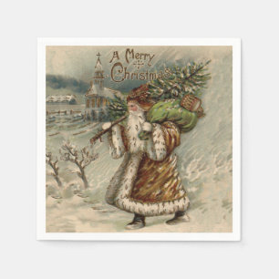 Victorian Santa Claus With Christmas Tree Napkins
