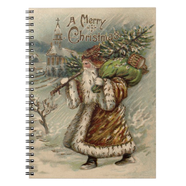 Victorian Santa Claus With Christmas Tree Notebook (Front)