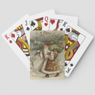 Victorian Santa Claus With Christmas Tree Poker Cards