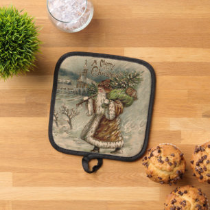 Victorian Santa Claus With Christmas Tree Pot Holder