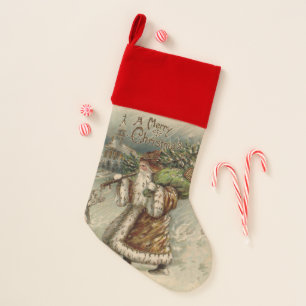 Victorian Santa Claus With Christmas Tree Stocking