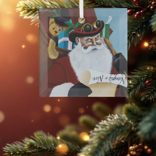 Victorian Santa Clause Glass Ornament