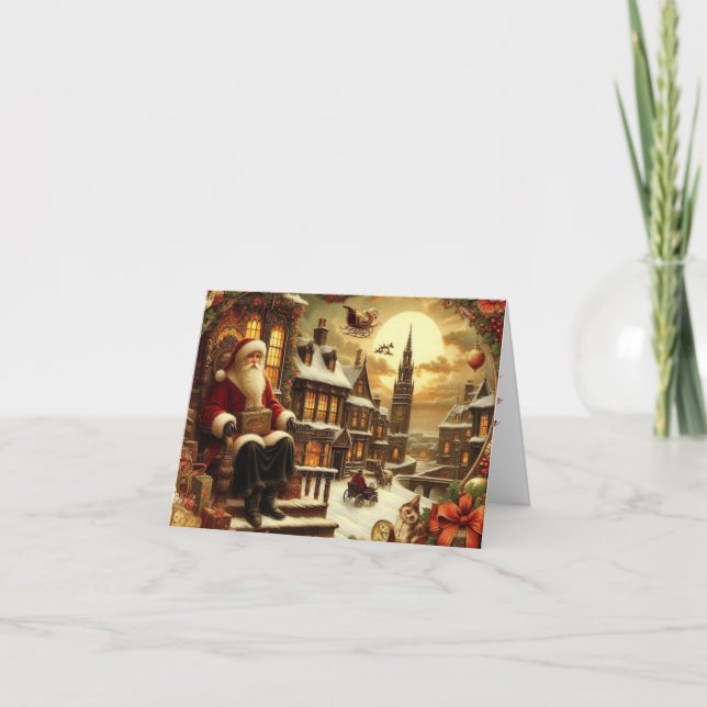 Victorian Santa Folded Greeting Card (Front)