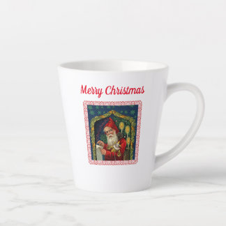 Victorian Santa Holding List Toys Candles Stars Latte Mug