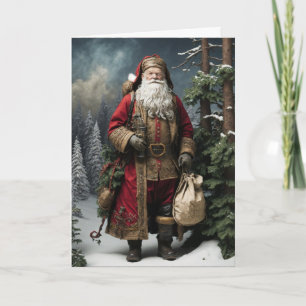Victorian Santa - Merry Christmas Letterpress Thank You Card