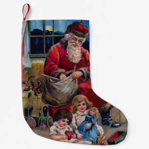 Victorian Santa with Children Small Christmas Stocking