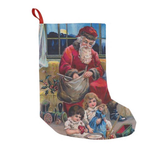 Victorian Santa with Children Small Christmas Stocking