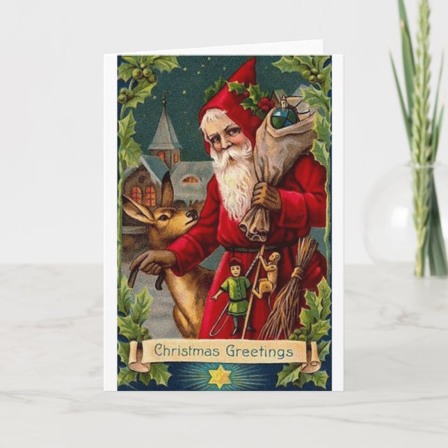 Victorian Santa with Sack Christmas Card (Front)