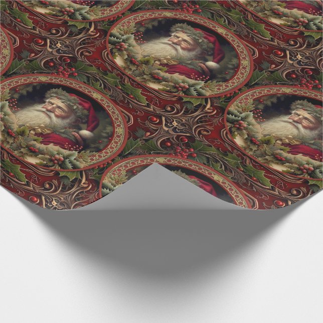 Victorian Santa Wrapping Paper (Corner)