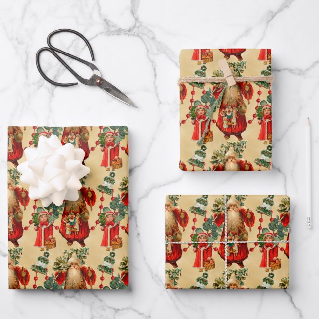 Victorian Santa Wrapping Paper Sheets (Front)