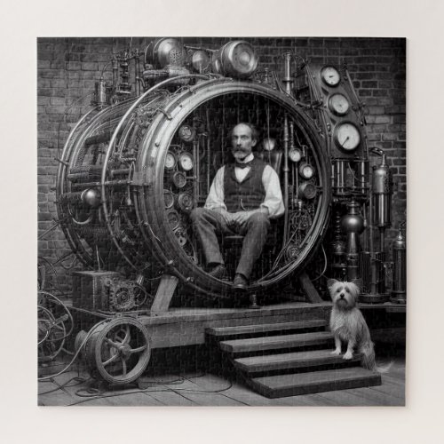 Victorian Scientist Steampunk Time Machine V51 R Jigsaw Puzzle