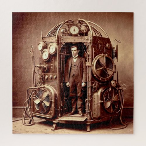 Victorian Scientist  Steampunk Time Machine V52  Jigsaw Puzzle