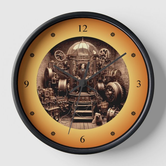 Victorian Scientist ~ Steampunk Time Machine V5.3  Clock (Front)
