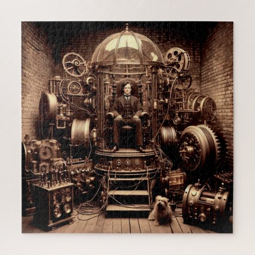 Victorian Scientist  Steampunk Time Machine V53  Jigsaw Puzzle