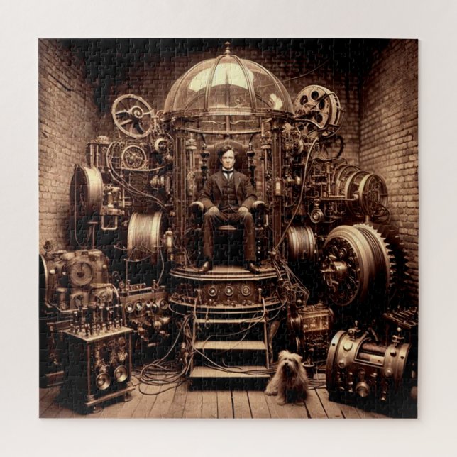 Victorian Scientist ~ Steampunk Time Machine V5.3  Jigsaw Puzzle (Vertical)