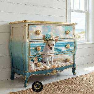 Victorian Seaside Chihuahua Puppy Beach Decoupage Tissue Paper