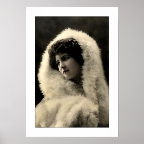 victorian sepia soft portrait woman poster