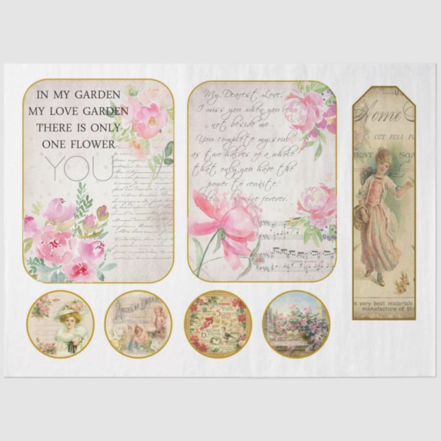 Victorian  Shabby Chic Series Design 13 Tissue Paper (Front)