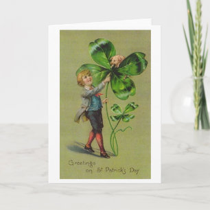Victorian Shamrock And Pig St. Patrick's Day Card