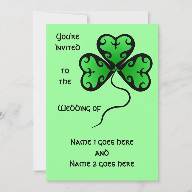 Victorian shamrock wedding invitation (Front)