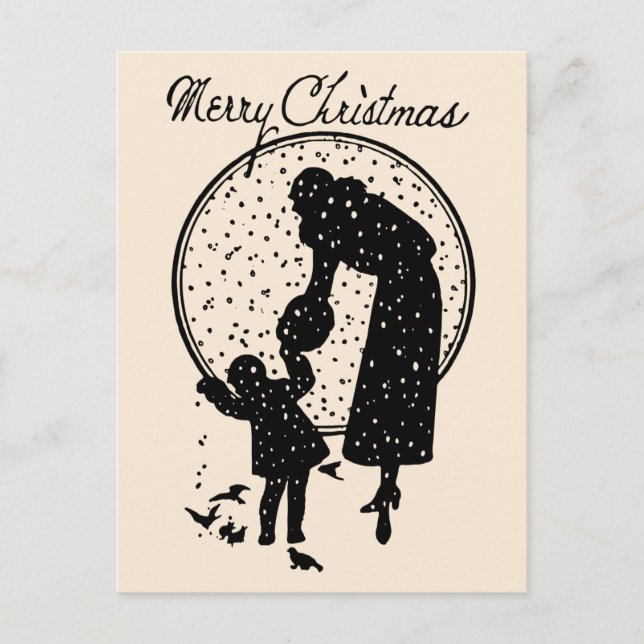 Victorian silhouettes Merry Christmas Holiday Postcard (Front)