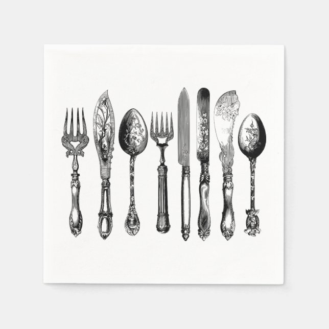 Victorian silverware silver napkins (Front)