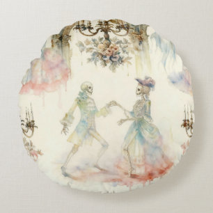 Victorian Skeleton Ballroom Round Pillow