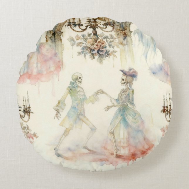 Victorian Skeleton Ballroom  Round Pillow (Front)