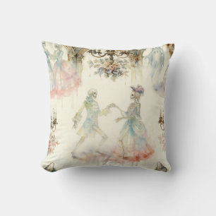Victorian Skeleton Ballroom Throw Pillow