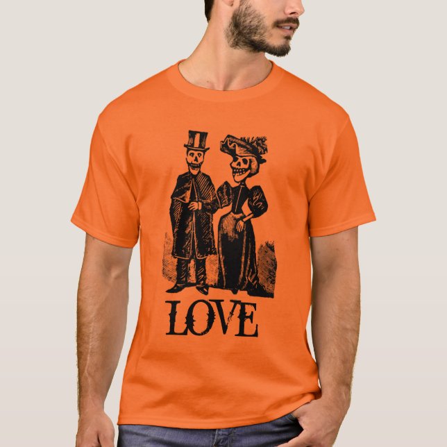 Victorian Skeleton Couple Goth Halloween Shirt (Front)