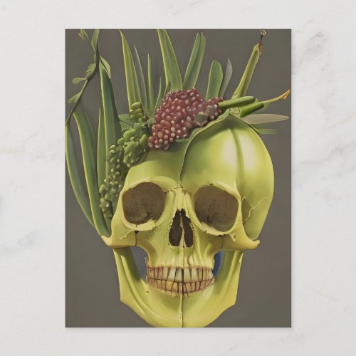 Victorian Skull, Aloe, and Grapes Postcard